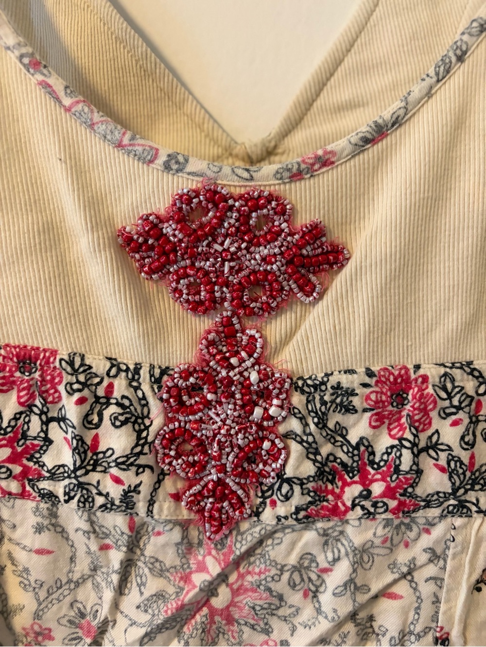 Vintage Free People Kitschy Beaded Paisley Babydoll Tank - Picture 2 of 6